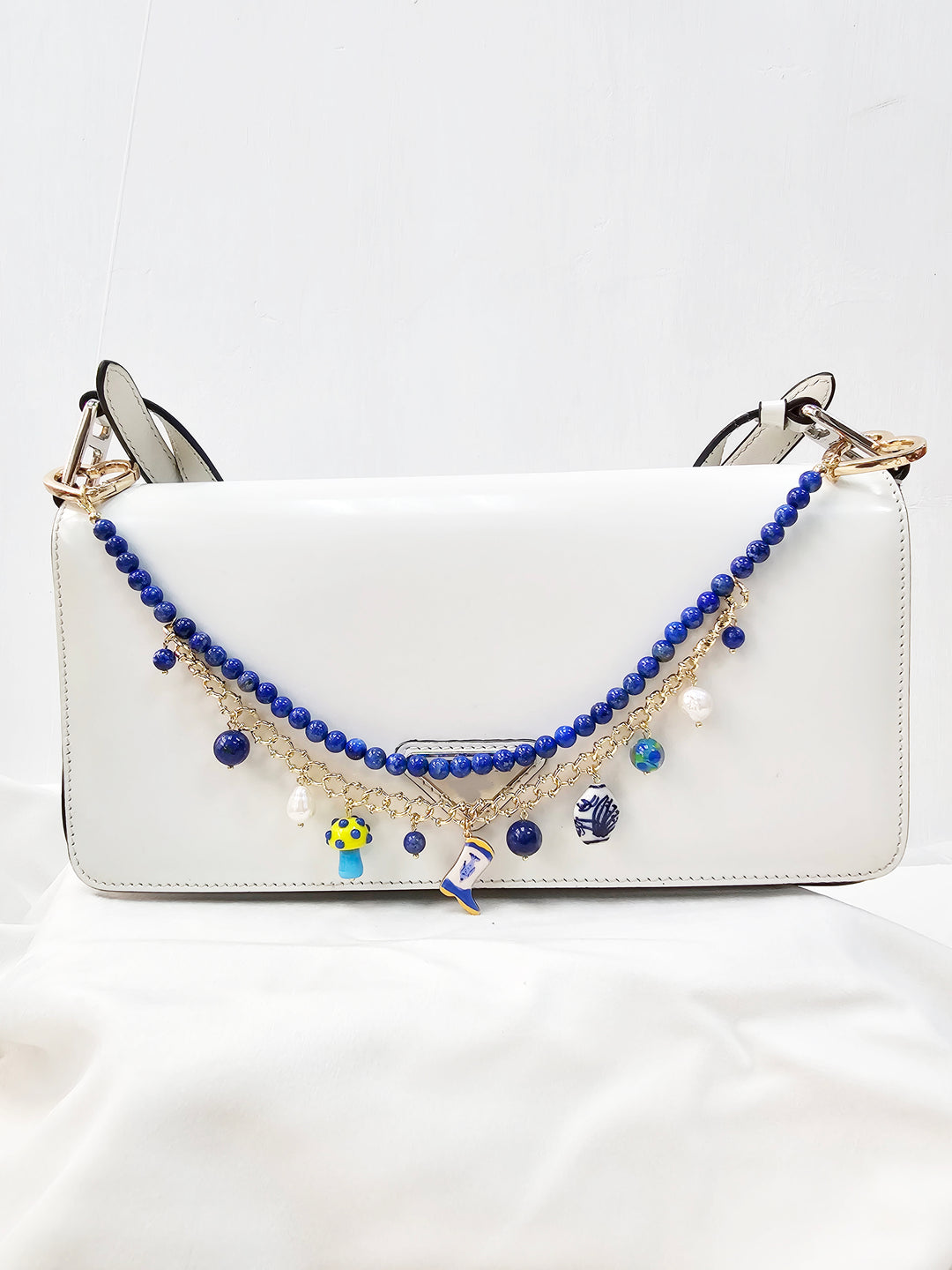 Lapis With Mushroom And Boots Double Layers Chain Bag Charm BC007