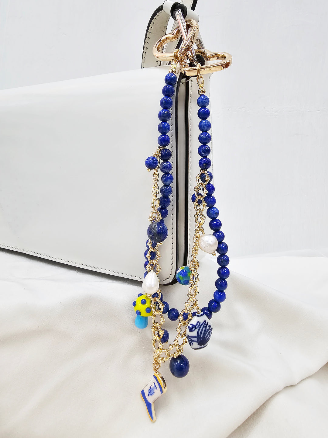Lapis With Mushroom And Boots Double Layers Chain Bag Charm BC007