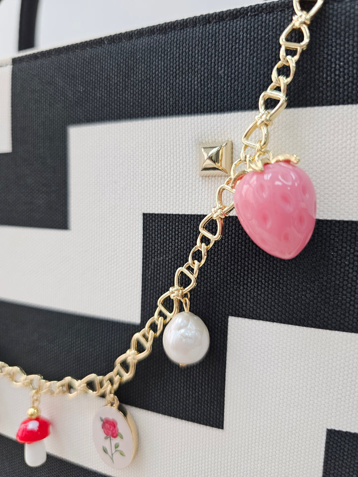 Pink Fruit With Baroque Pearls Bag Chain Charm BC014