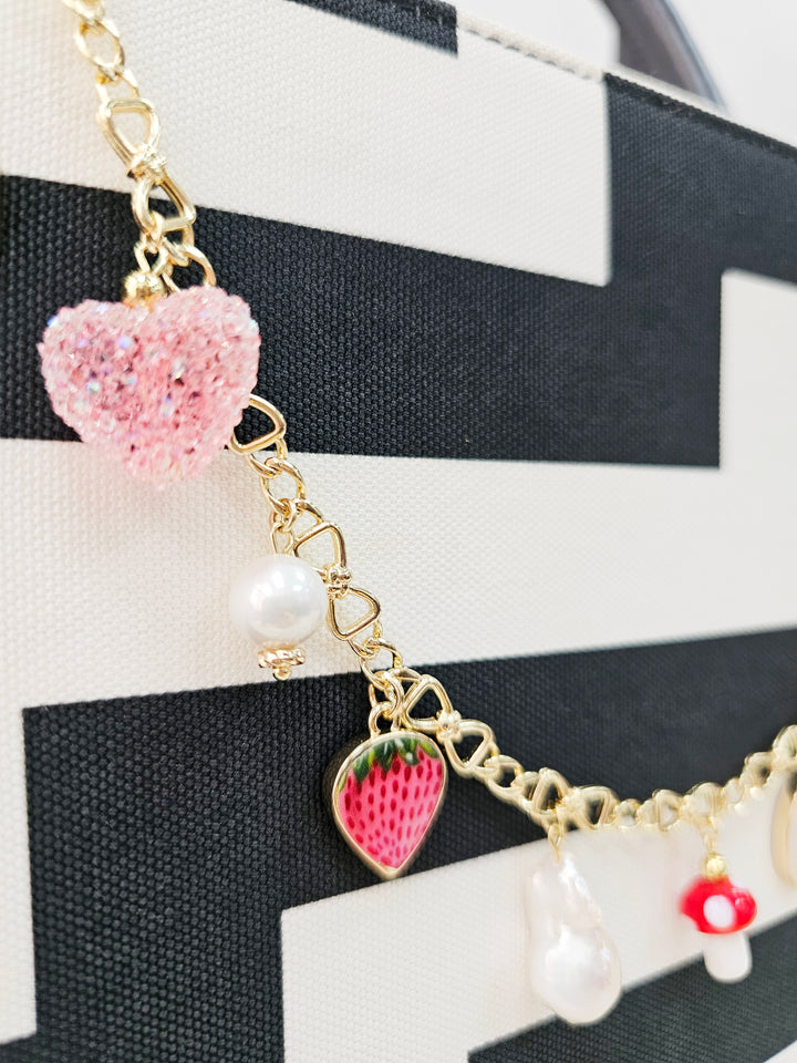 Pink Fruit With Baroque Pearls Bag Chain Charm BC014