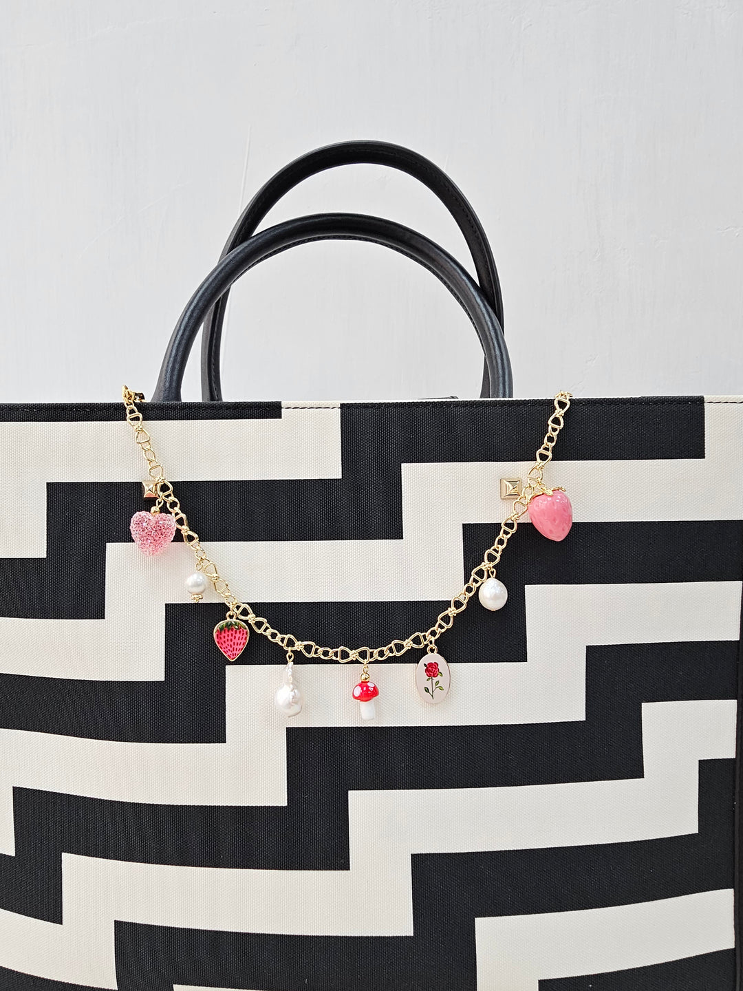 Pink Fruit With Baroque Pearls Bag Chain Charm BC014