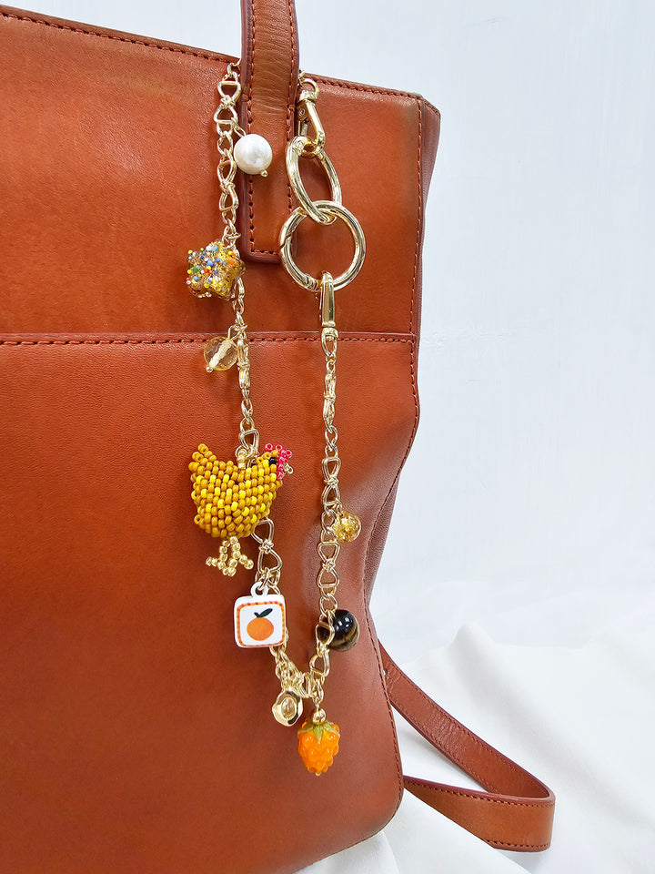 Playful Chicken And Fruits Bag Charm BC004
