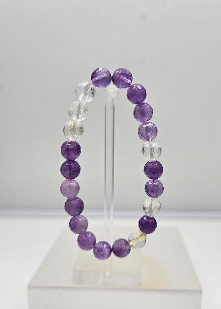 Amethyst With White Quartz Flexible Bracelet QB012