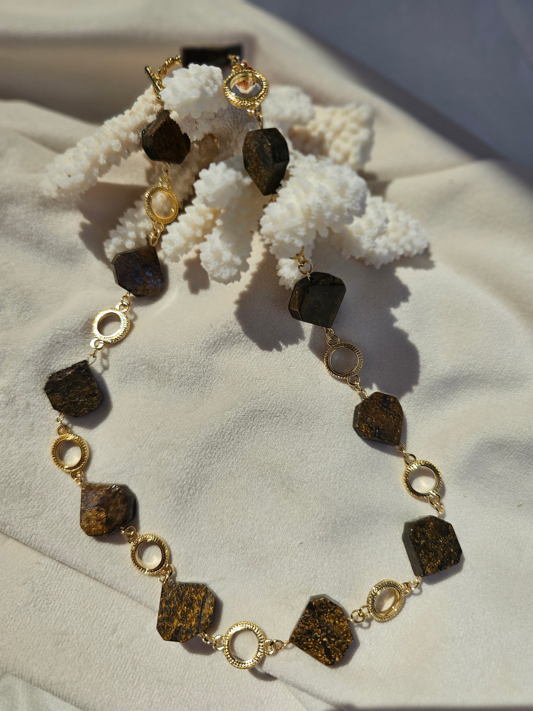 Tiger-eye Stone With Chain Modern Necklace QN003