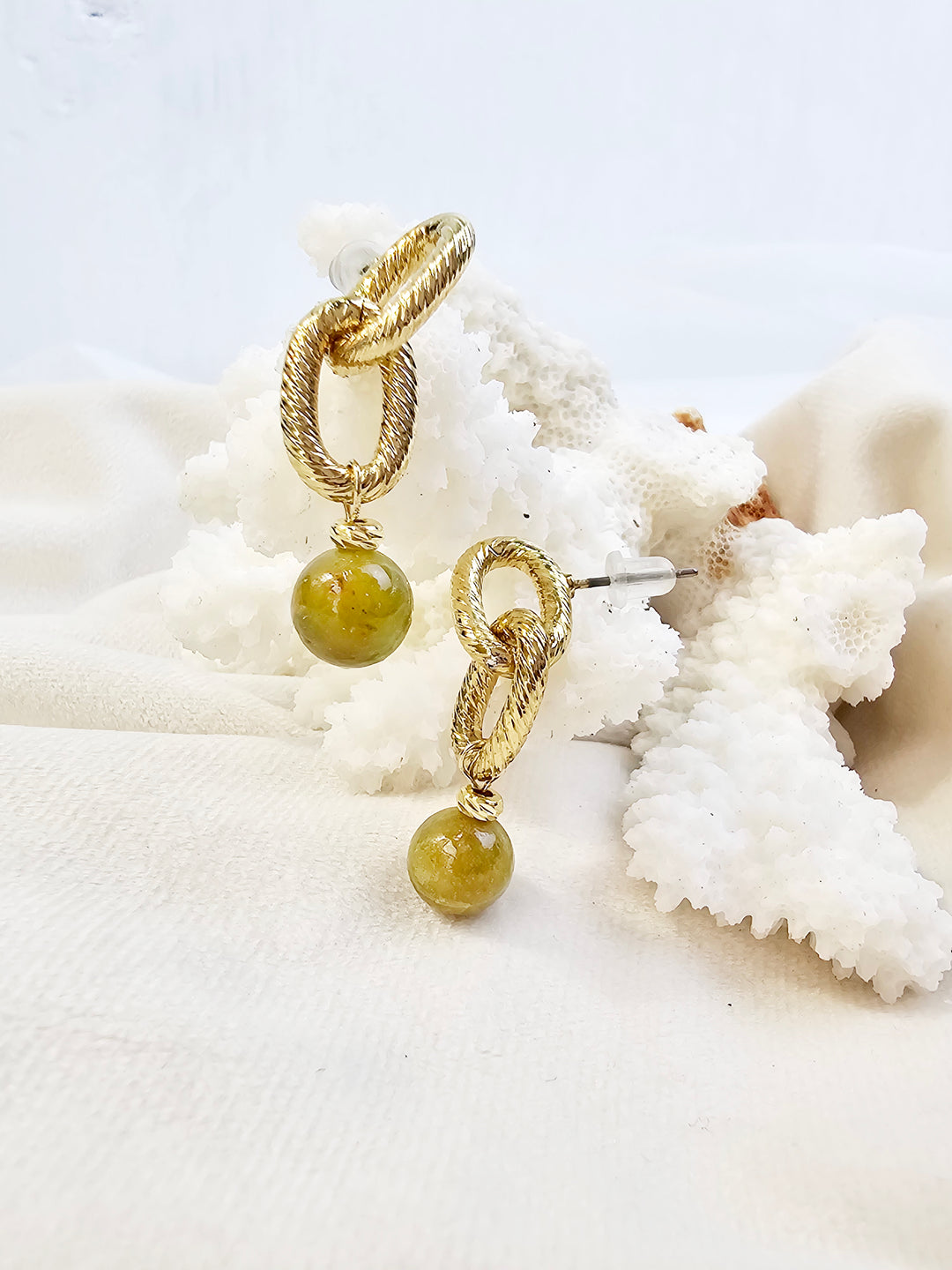 Green Opal Dangle Modern Earrings QE007