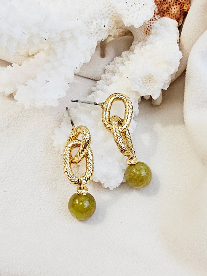 Green Opal Dangle Modern Earrings QE007