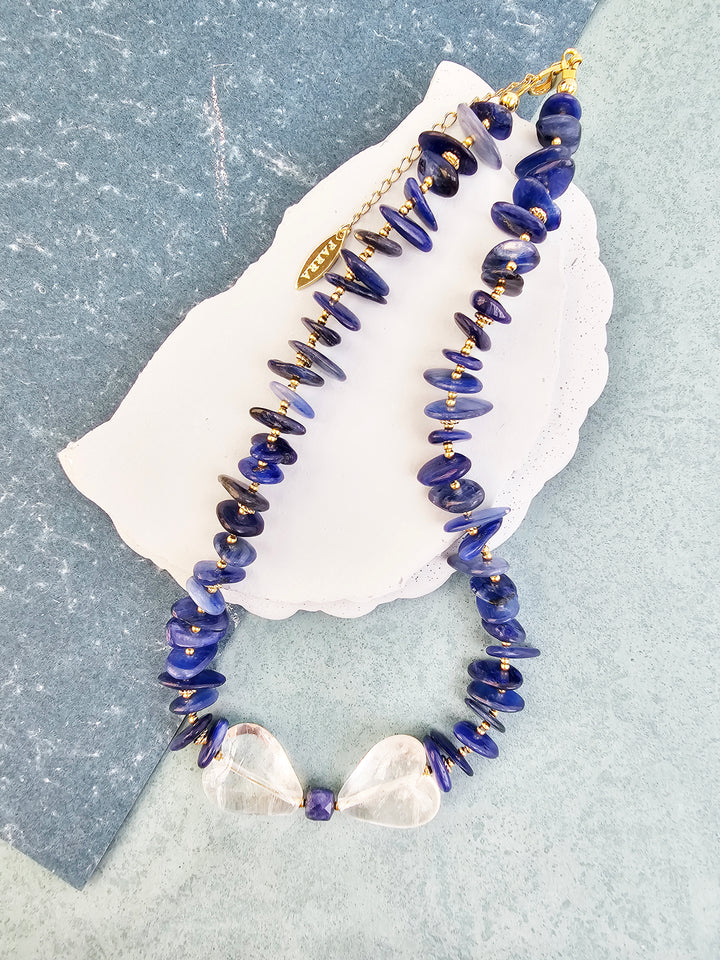 Blue Kyanite With Bowknot White Quartz Necklace QN032
