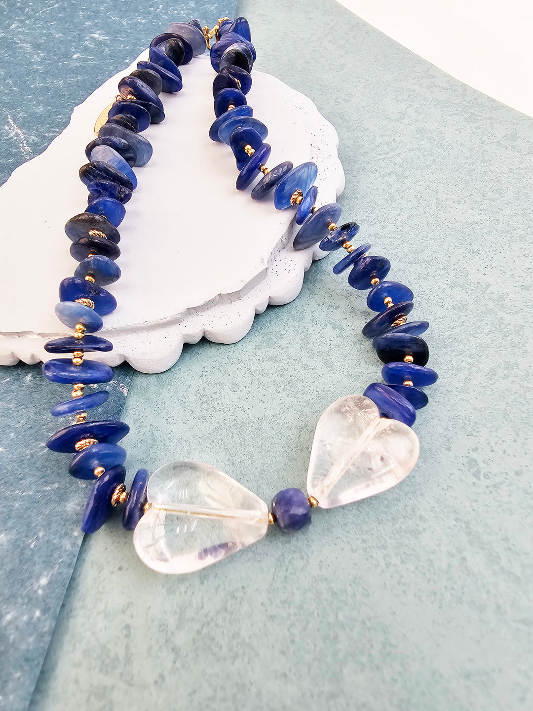 Blue Kyanite With Bowknot White Quartz Necklace QN032