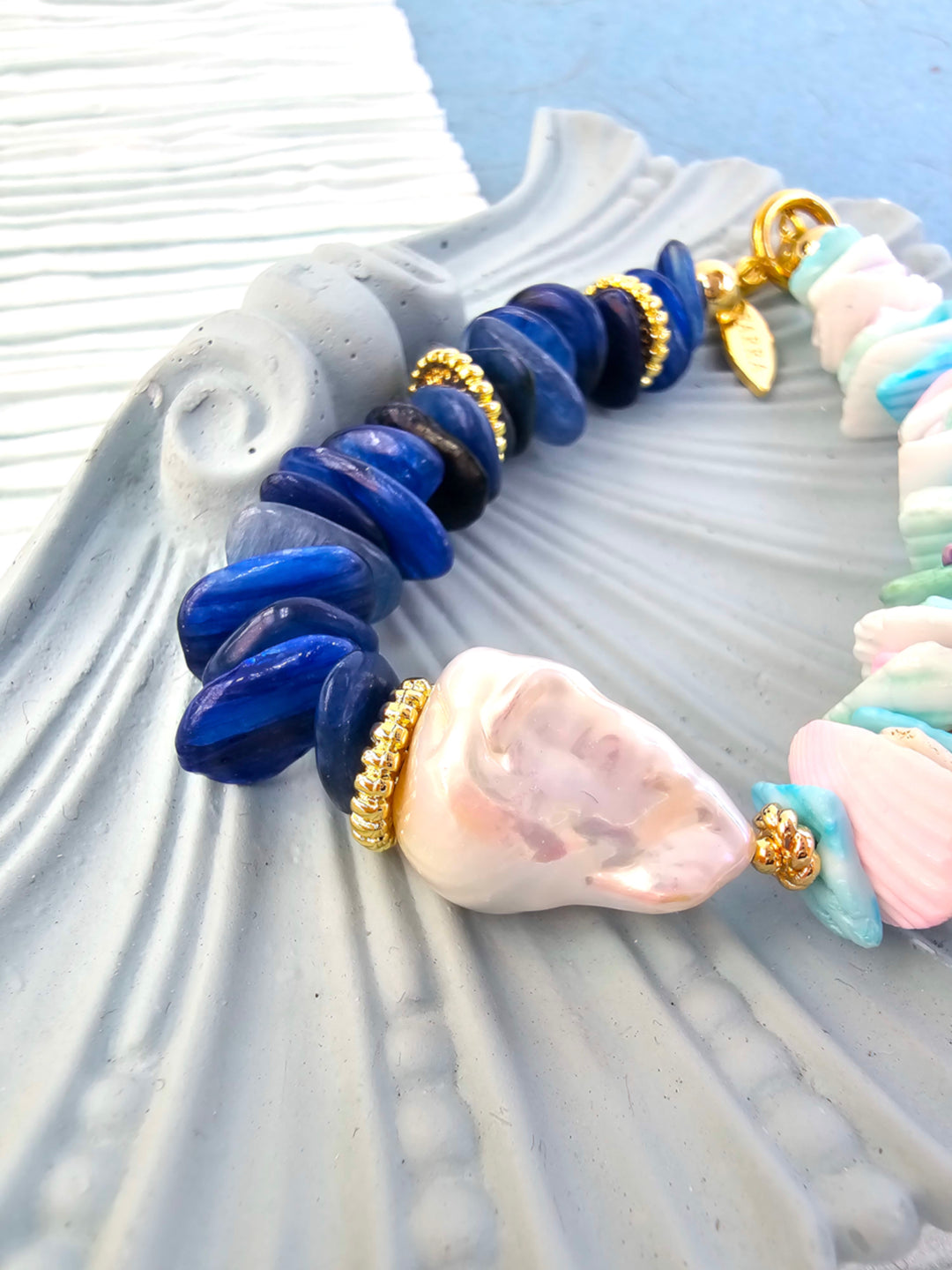 Malachite And Colorful Shell With Baroque Pearl Bracelet QB008
