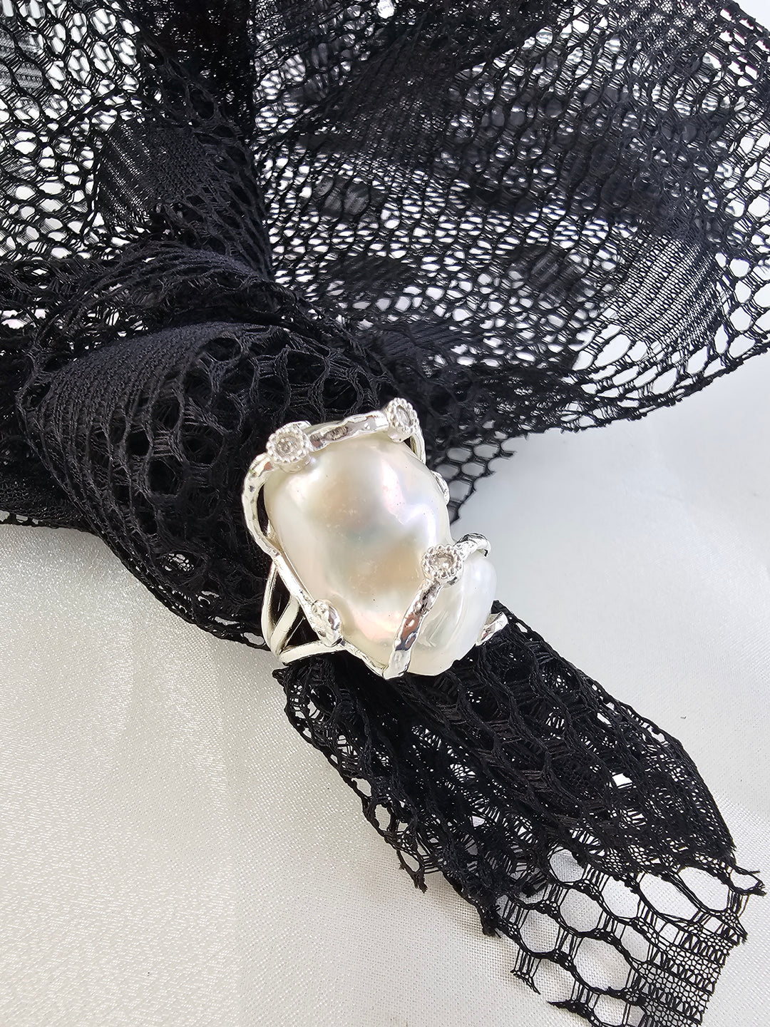 Baroque Pearls Statement Silver Ring QR005