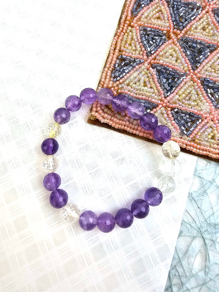 Amethyst With White Quartz Flexible Bracelet QB012