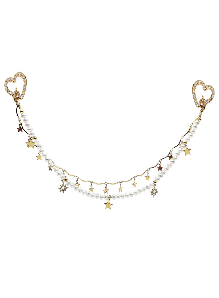 Freshwater Pearl With Star Double Layers Bag Charm BC023