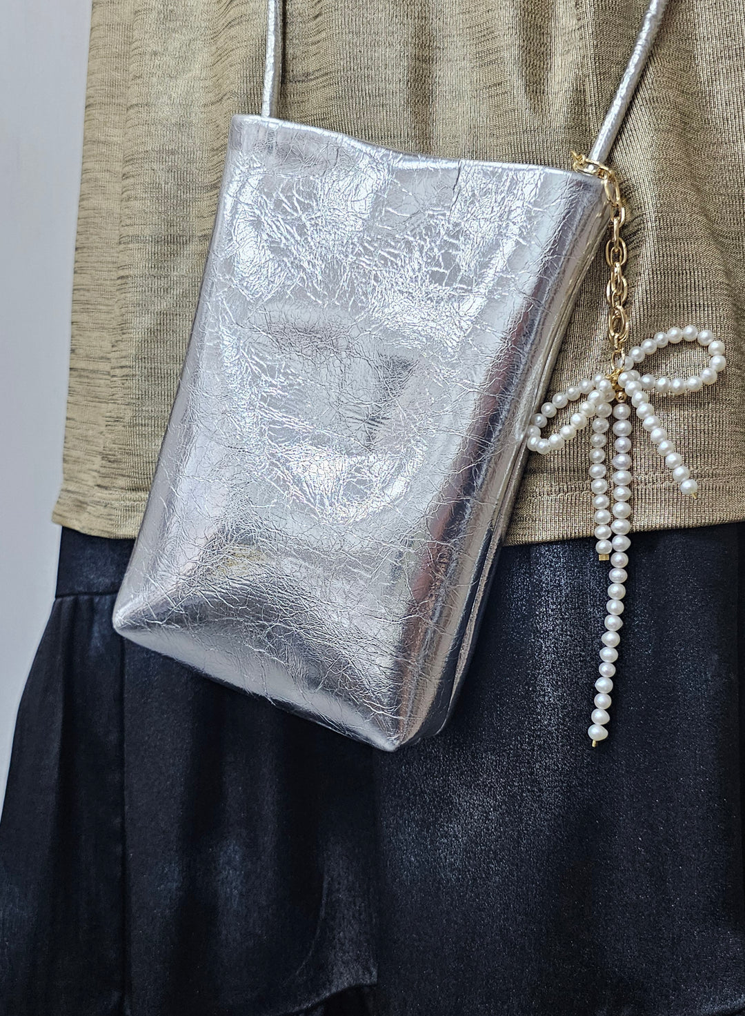 Bowknot Freshwater Pearls Bag Charm BC016