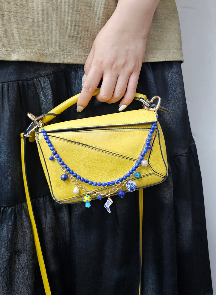 Lapis With Mushroom And Boots Double Layers Chain Bag Charm BC007