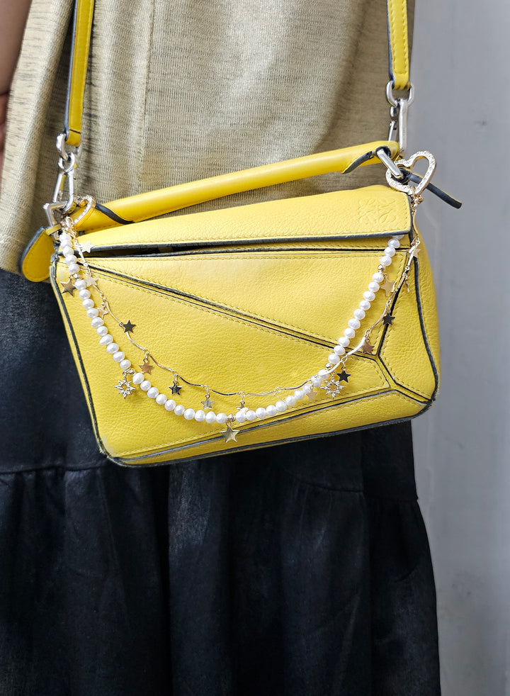 Freshwater Pearl With Star Double Layers Bag Charm BC023
