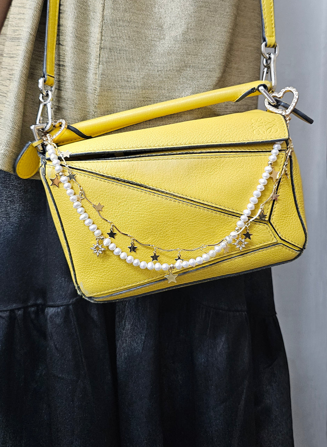 Freshwater Pearl With Star Double Layers Bag Charm BC023