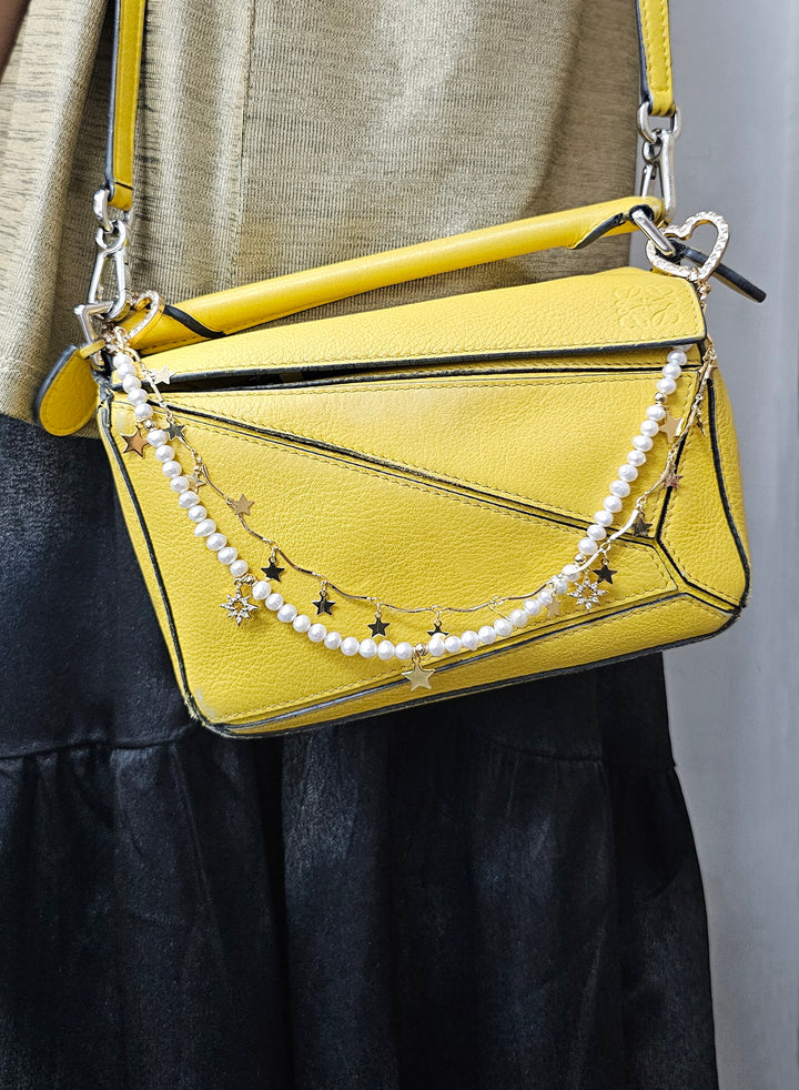 Freshwater Pearl With Star Double Layers Bag Charm BC023