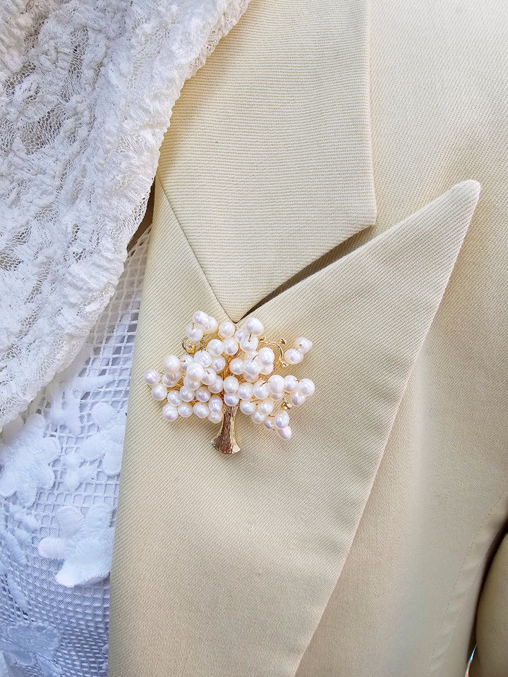 Handcrafted Freshwater Pearls Tree Brooch LP007