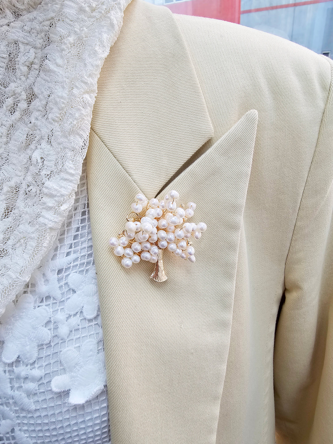 Handcrafted Freshwater Pearls Tree Brooch LP007