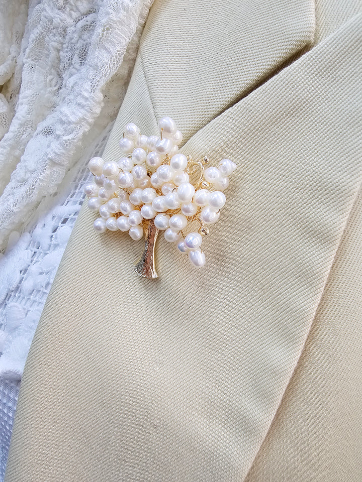 Handcrafted Freshwater Pearls Tree Brooch LP007