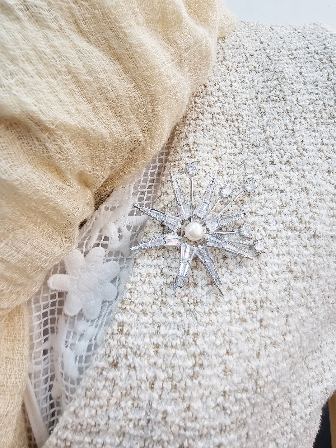 Pearl Setting Star Shaped Brooch QP004