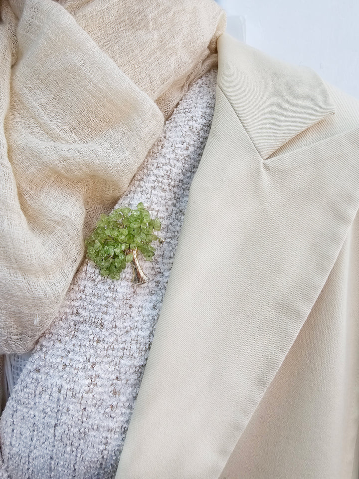 Prehnite Handcrafted Tree Shaped Brooch PP001