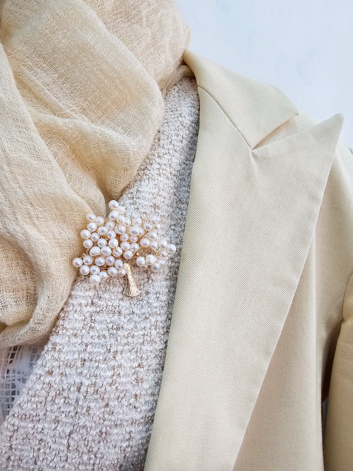 Handcrafted Freshwater Pearls Tree Brooch LP007
