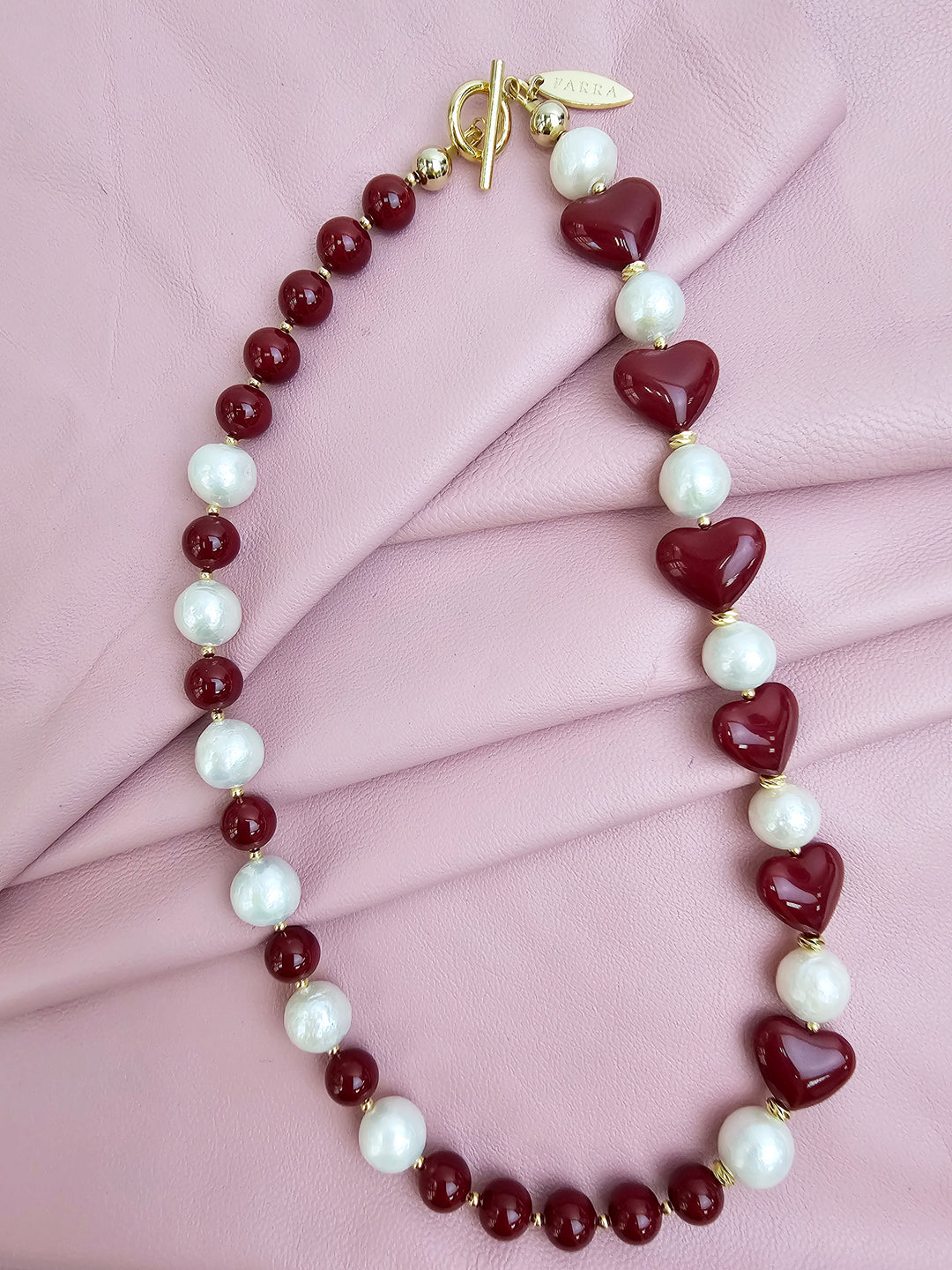 Freshwater Pearls With Red Heart Choker Necklace QN038