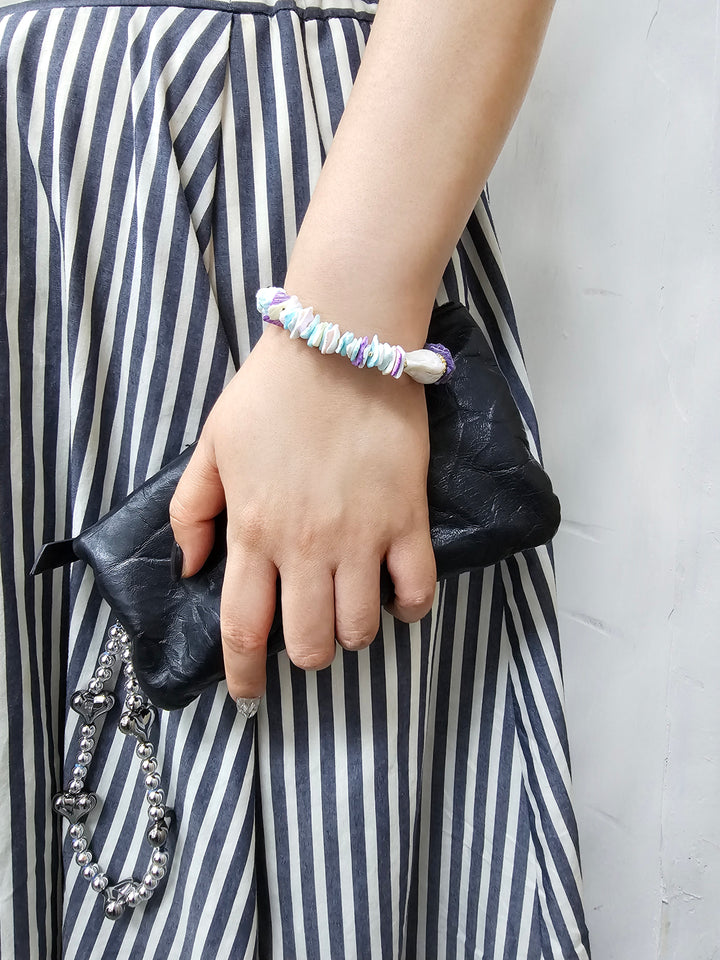 Purple Charoite And Colorful Shell With Baroque Pearl Bracelet QB011