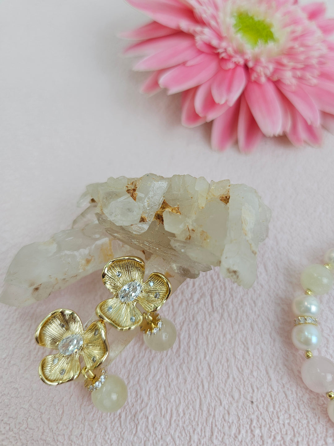 Citrine Dangle Flower Stud Earrings RE012