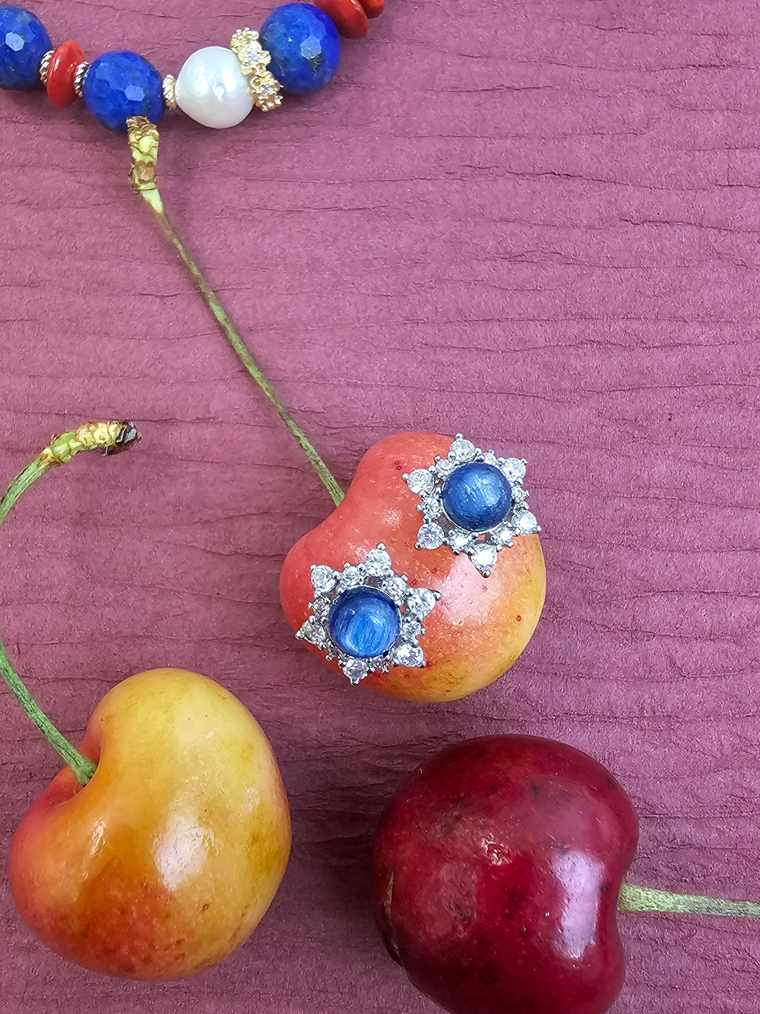 Flower Shaped Kyanite Stone Stud Earrings RE031