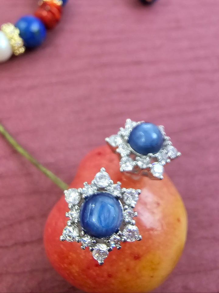Flower Shaped Kyanite Stone Stud Earrings RE031