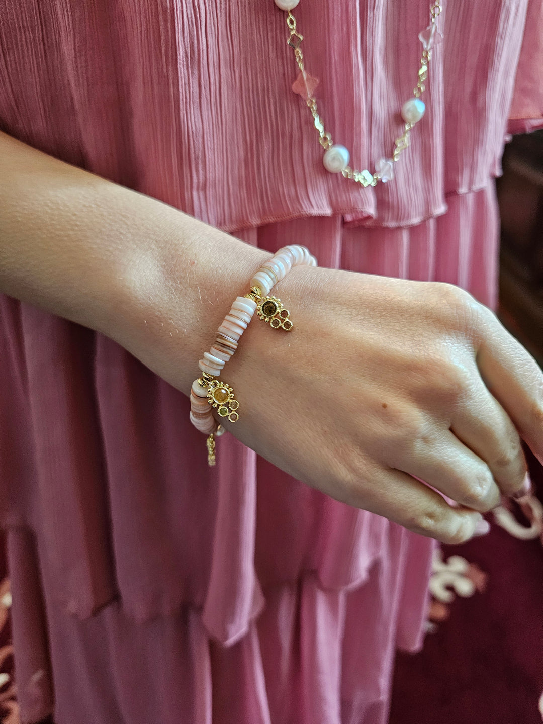 Bohemian Pink Shell Bracelet RB010