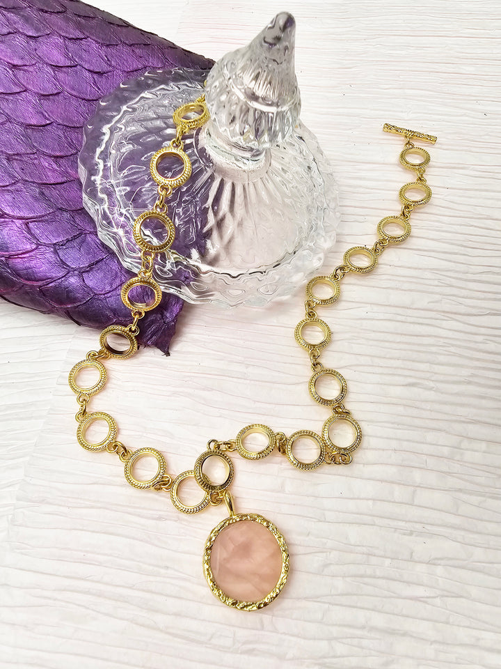 Rose Quartz Pendant Chain Necklace RN015
