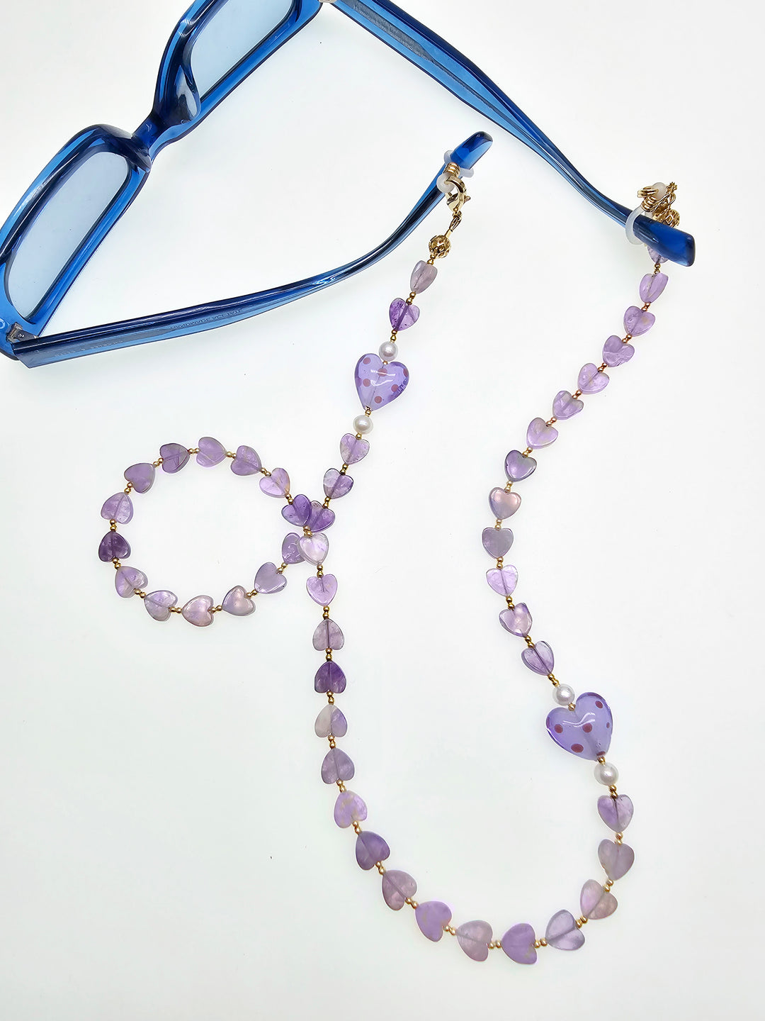 Heart Shaped Amethyst Eye Glasses Chain EC015