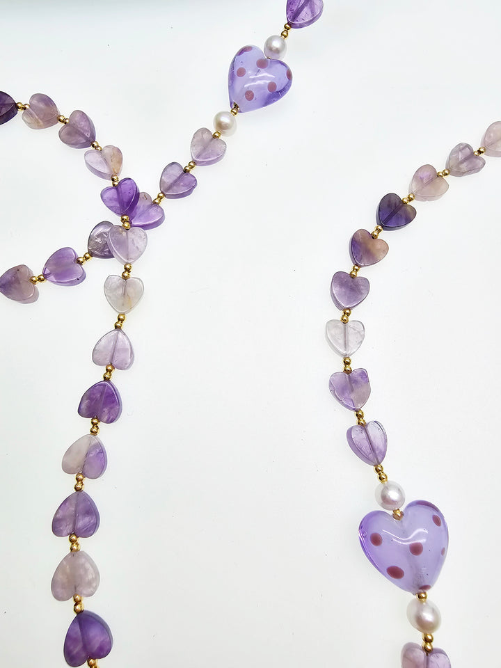 Heart Shaped Amethyst Eye Glasses Chain EC015