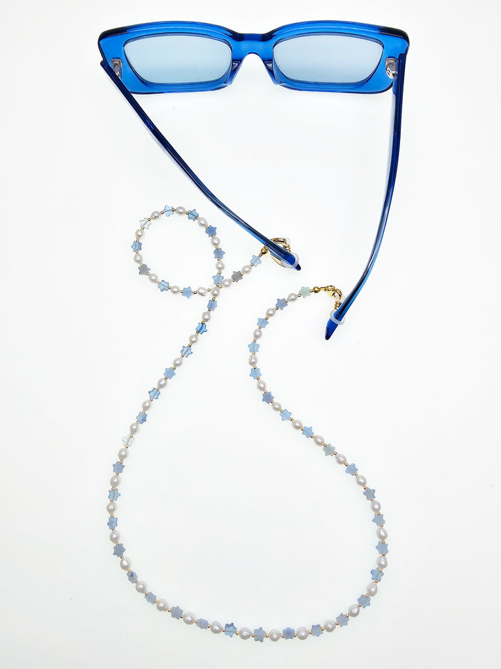 Star Shaped Blue Gemstone With Pearls Eye Glasses Chain EC012