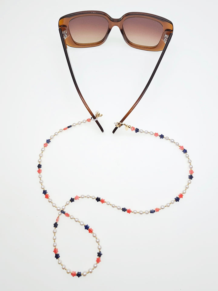 Star Shaped Gemstone With Freshwater Pearls Eye Glasses Chain EC013