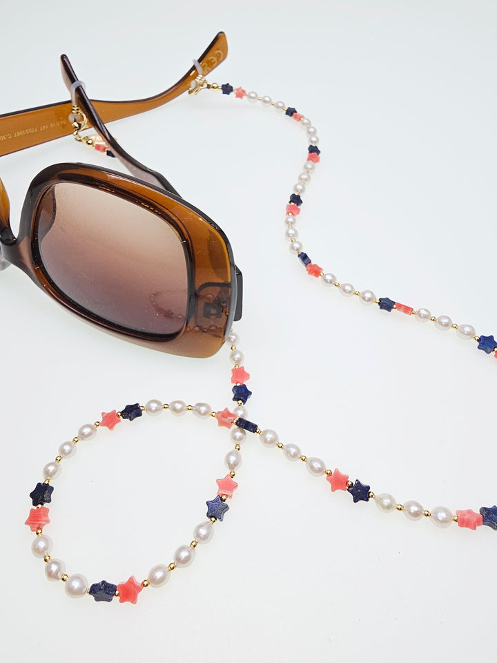 Star Shaped Gemstone With Freshwater Pearls Eye Glasses Chain EC013