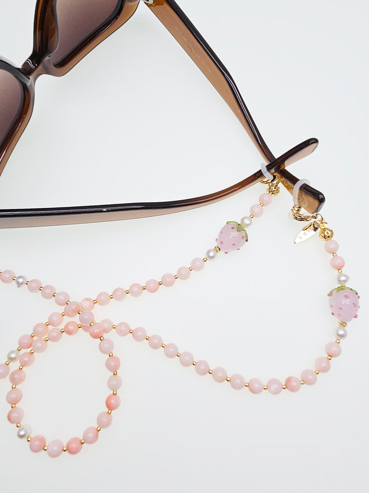 Pink Bamboo Coral With Heart Eye Glasses Chain EC014