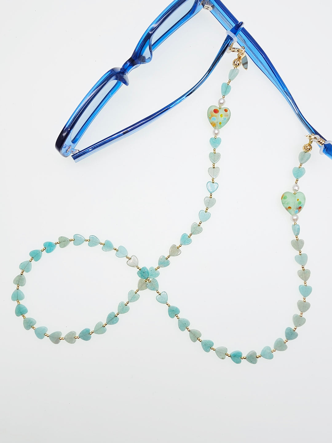 Heart Shaped Amazonite Eye Glasses Chain EC016
