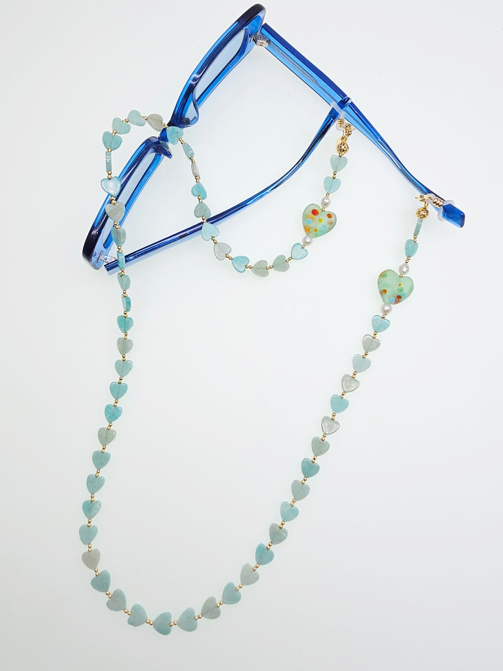 Heart Shaped Amazonite Eye Glasses Chain EC016