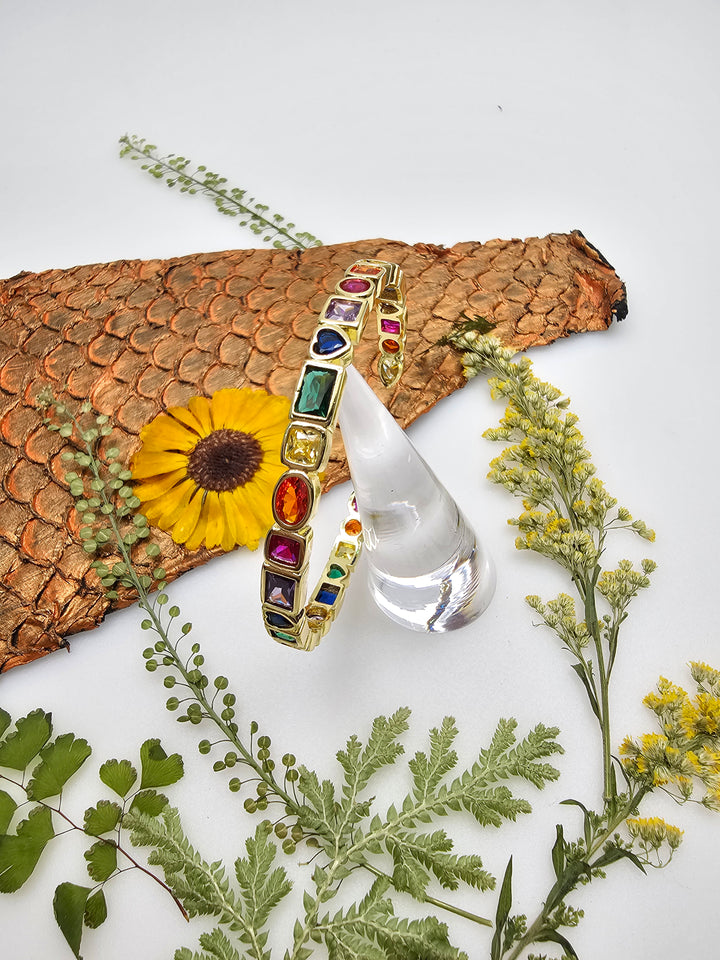 Rainbow Colorful Zircon Bangle Bracelet RB007