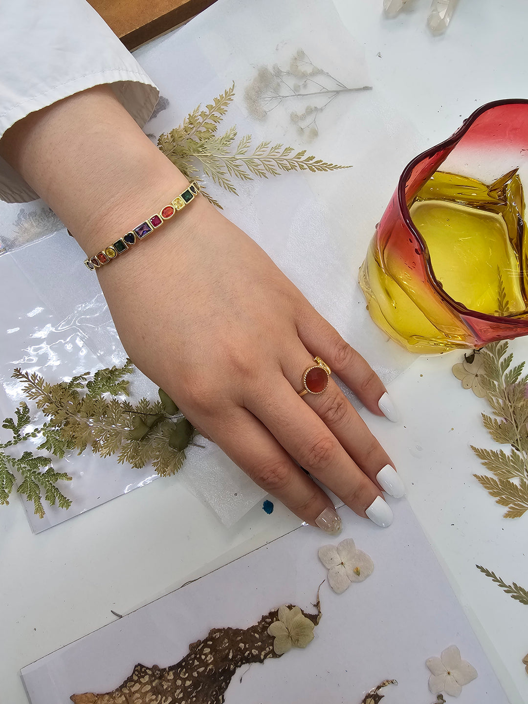 Rainbow Colorful Zircon Bangle Bracelet RB007