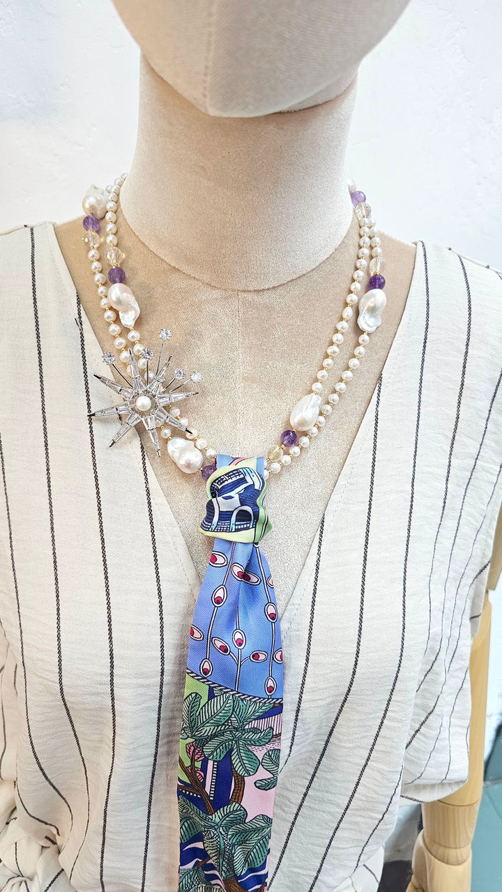 Pearl Setting Star Shaped Brooch QP004