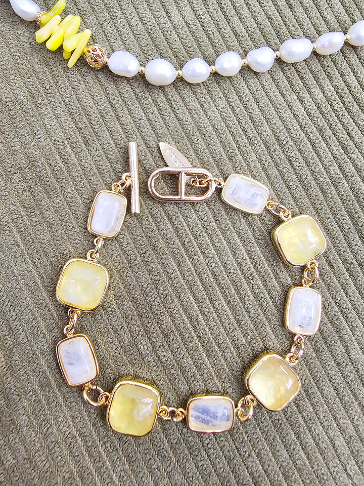 Prehnite And White Noonstone Charms Bracelet SB018