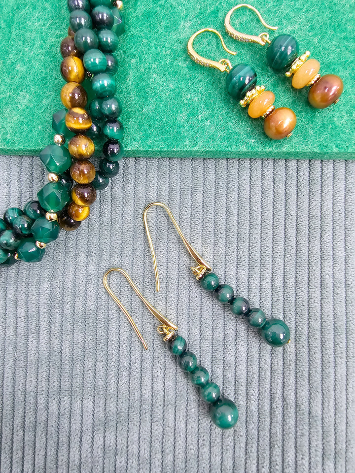 Malachite Beaded Threader Earrings SE016