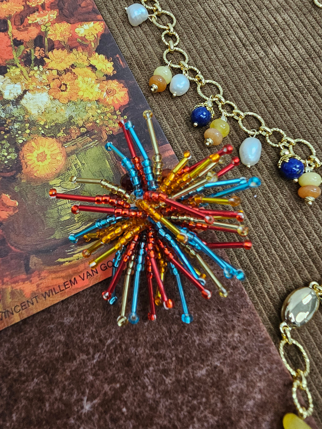 Firework Shaped Handcrafted Rainbow Color Brooch SP005