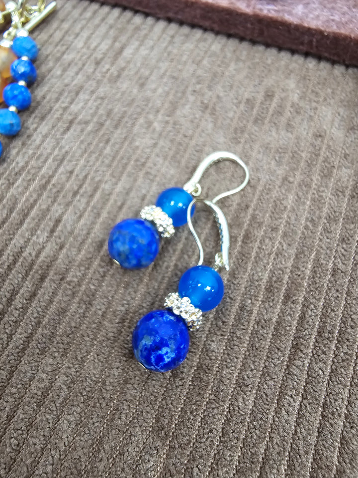 Blue Lapis And Agate Earrings SE014