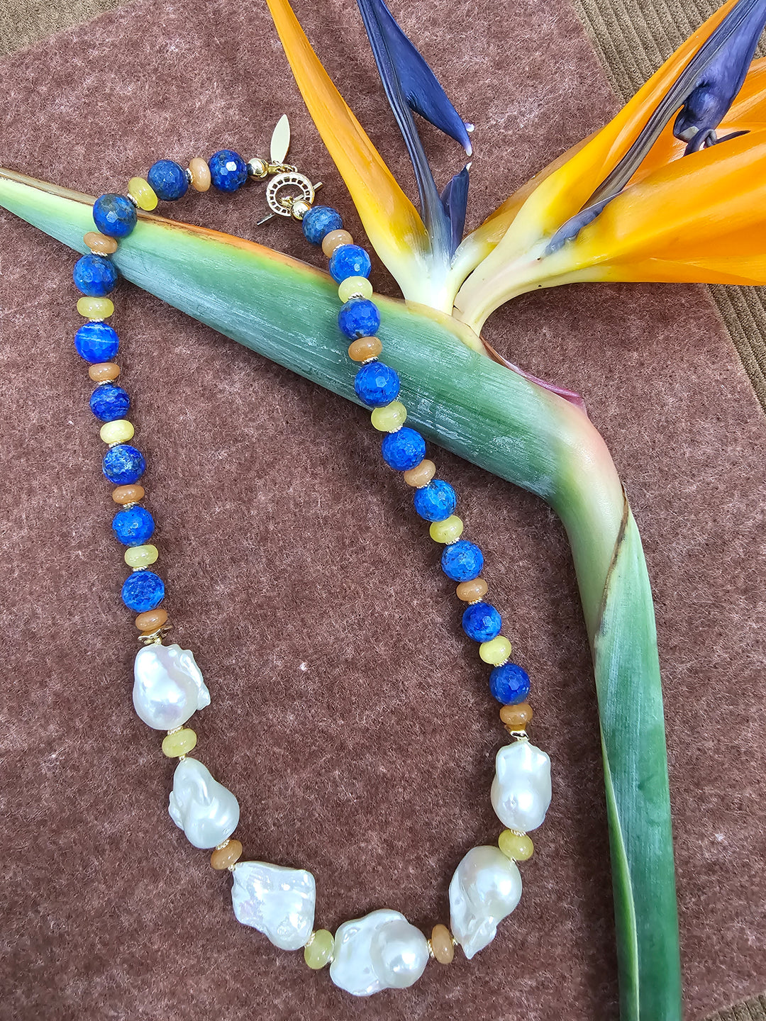 Artistic Lapis And Colorful Gemstone With Baroque Pearls Statement Necklace SN019